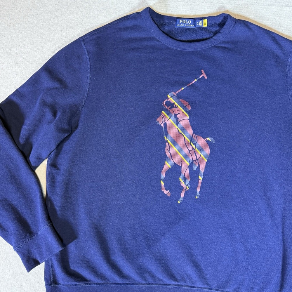 Polo Ralph Lauren Big Pony 3D Raised Graphic Sweatshirt Mens XL New With Stain